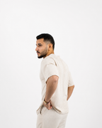 Short-Sleeve Linen Shirt - Beige