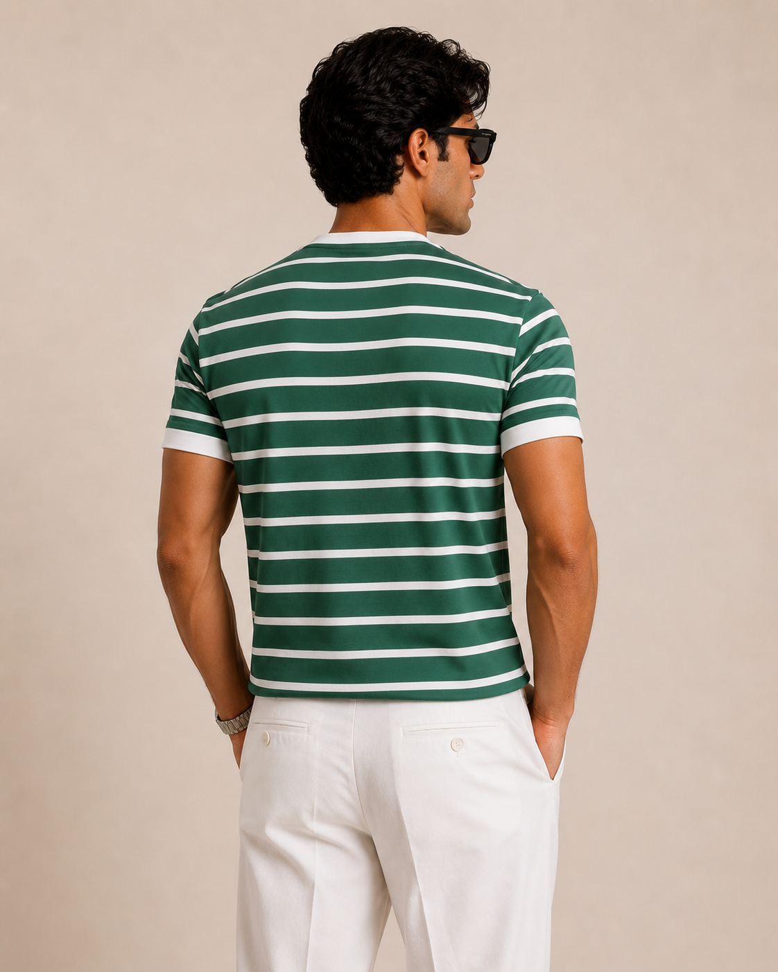 Green Striped Knit Tee