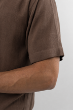 Short-Sleeve Linen Shirt - Brown