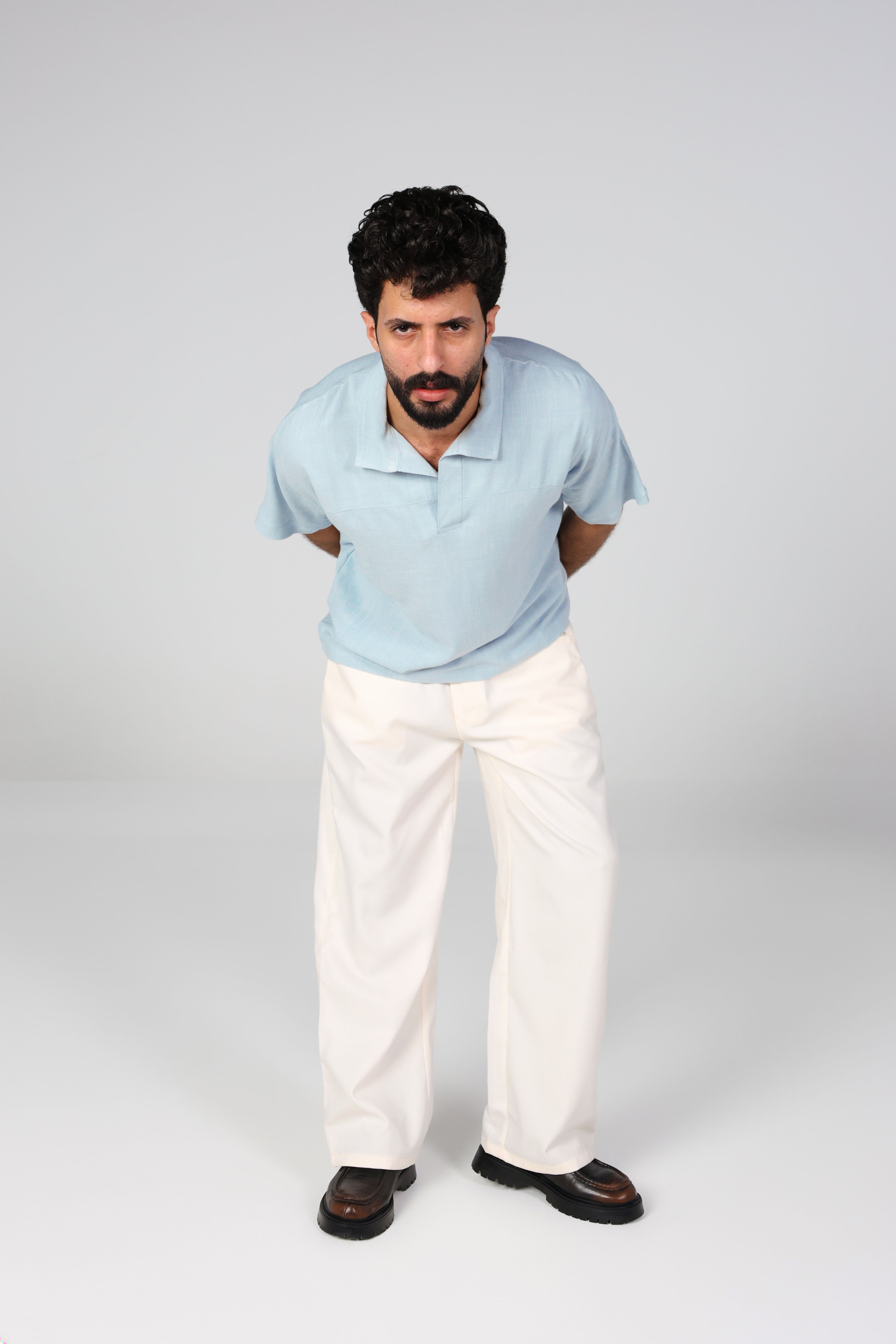 Light blue gray harm polo