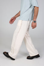 Raw Wide-Leg Trousers - Off White