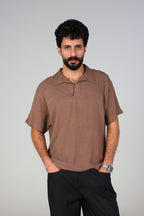 HARM Linen Polo - Brown
