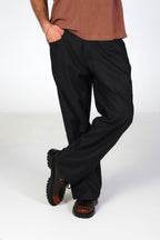 Tailored Wide-Leg Trousers - Black