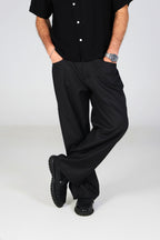 Tailored Wide-Leg Trousers - Black