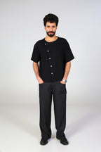 Tailored Wide-Leg Trousers - Black