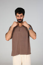 HARM Linen Polo - Brown