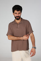 HARM Linen Polo - Brown