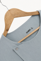 Short-Sleeve Linen Shirt - Light Blue Grey