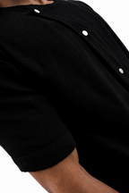 Short-Sleeve Linen Shirt - Black