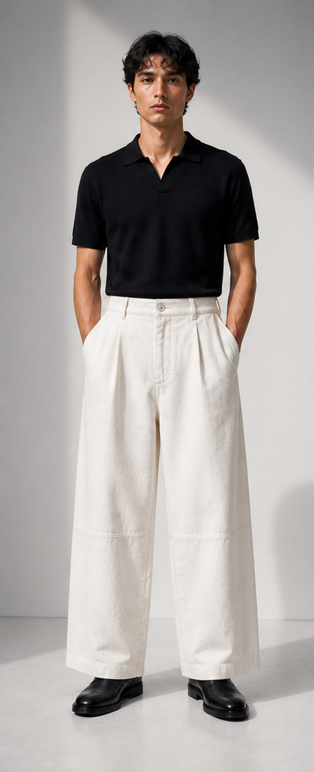 white wide-leg linen trousers
