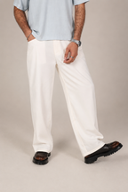 Tailored Wide-Leg Trousers - Off White