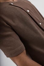 Short-Sleeve Linen Shirt - Brown