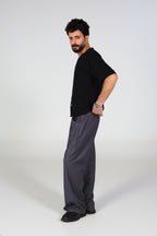 Tailored Wide-Leg Trousers - Grey
