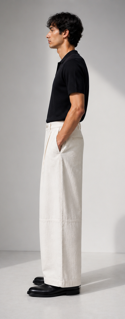 white wide-leg linen trousers
