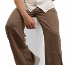 Wide-Leg Linen Trousers - Brown