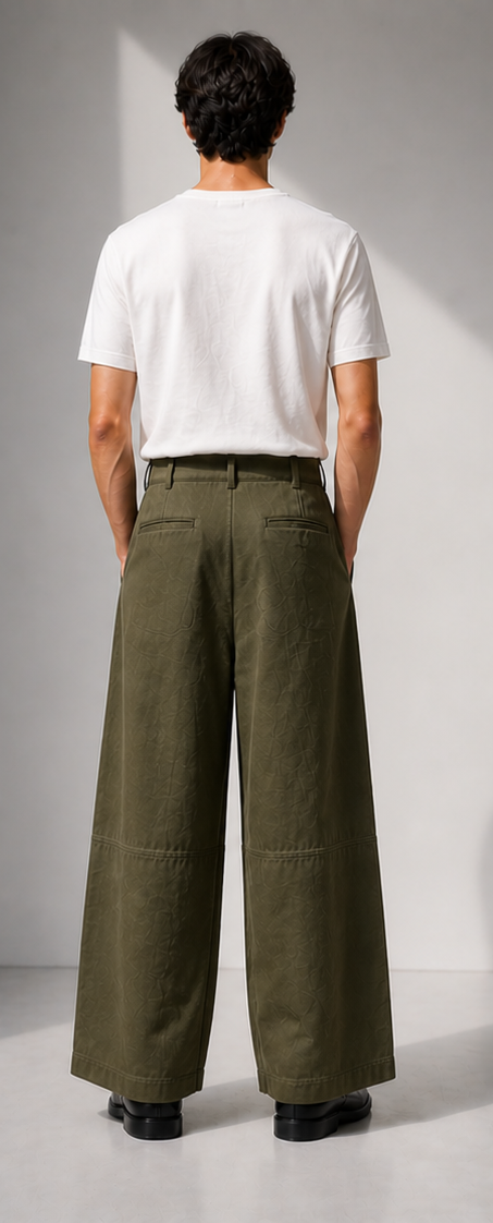olive wide-leg linen trousers