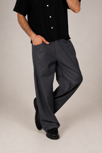 Tailored Wide-Leg Trousers - Grey