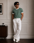 Green Striped Knit Tee
