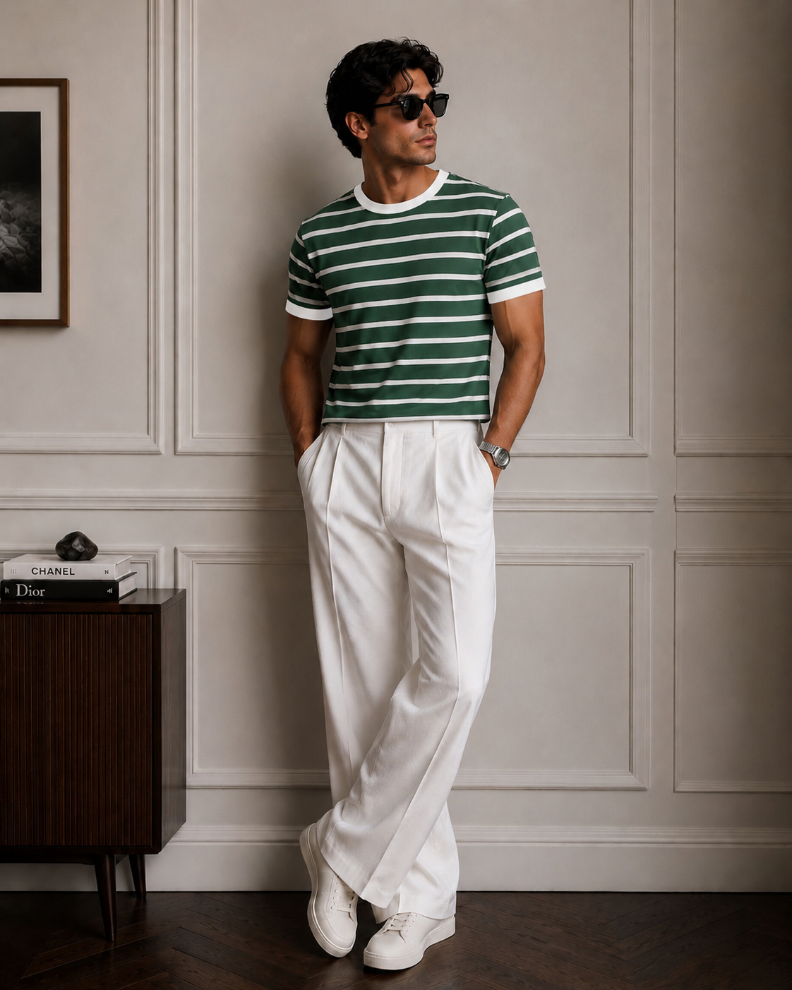 Green Striped Knit Tee