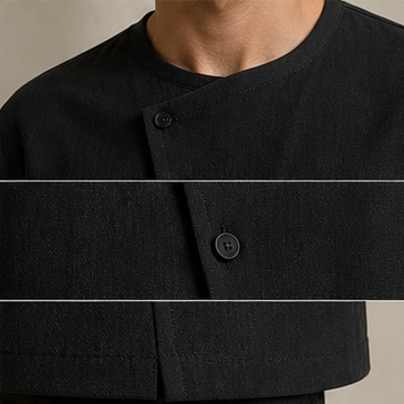 Black linen shirt with short sleeves