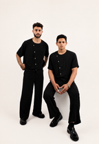 Short-Sleeve Linen Shirt - Black