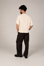 Tailored Wide-Leg Trousers - Brown
