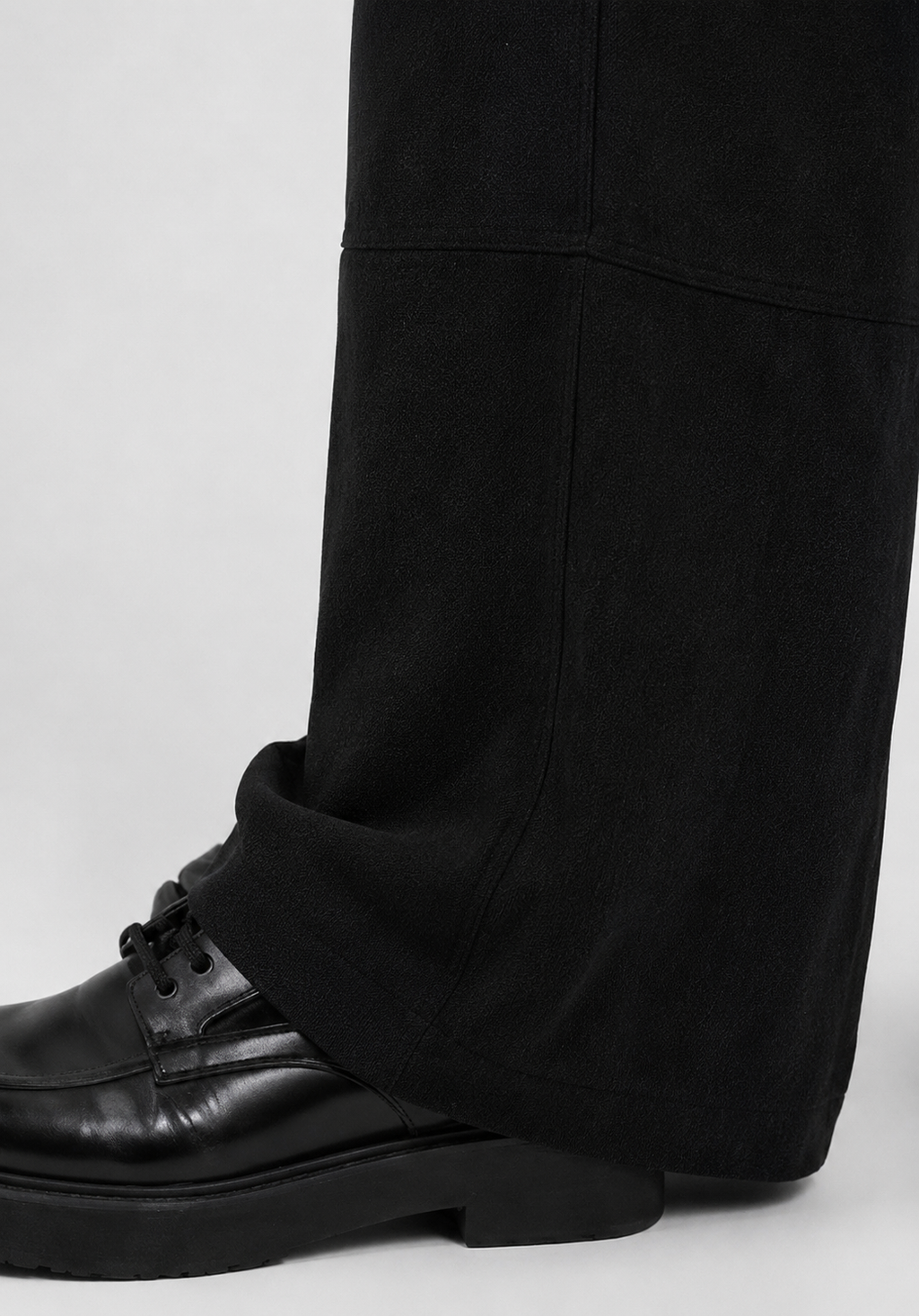 Black wide-leg linen trousers