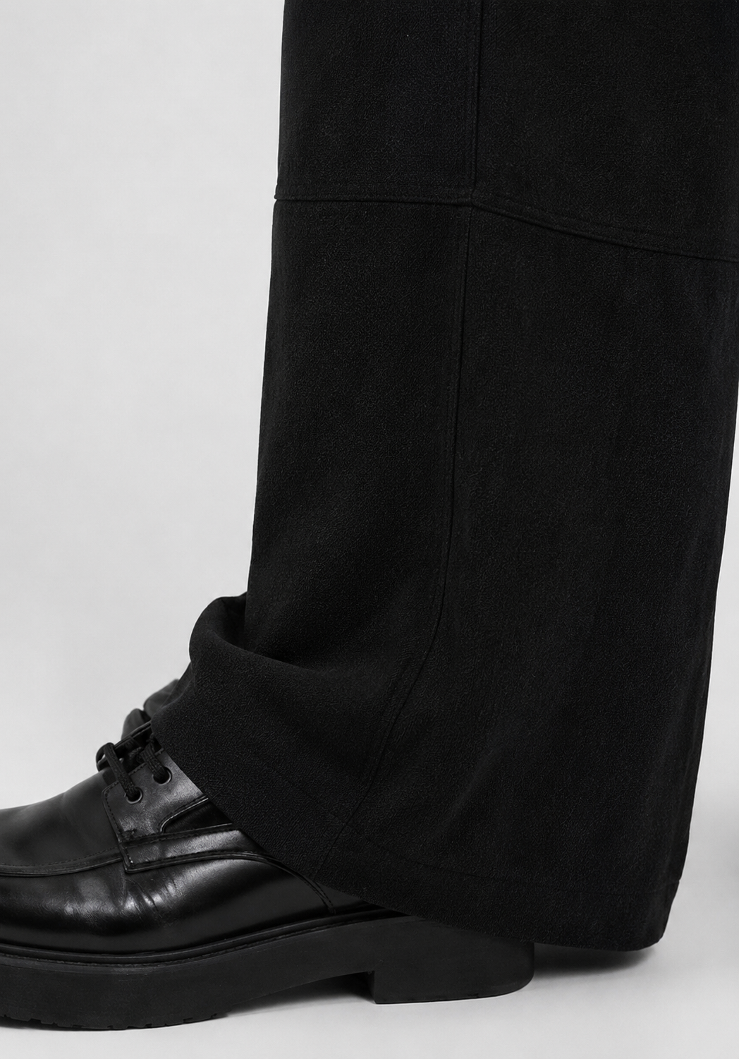 Black wide-leg linen trousers