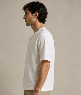 white linen shirt with short sleeves