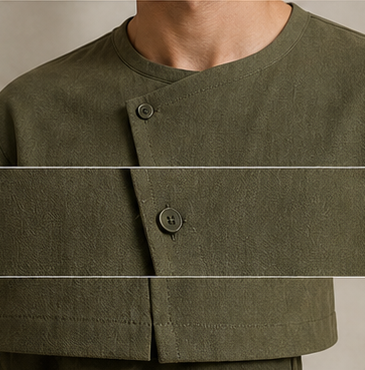 Olive linen shirt with short sleeves