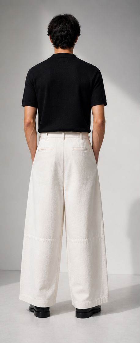 white wide-leg linen trousers