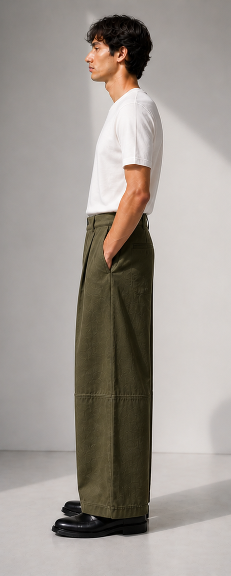 olive wide-leg linen trousers